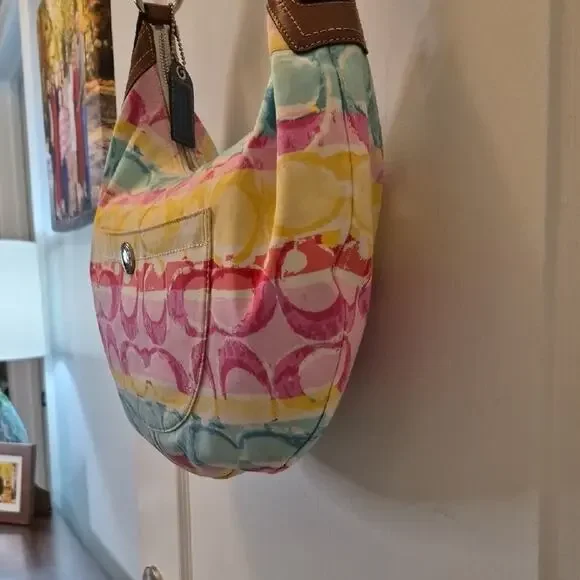 Coach Hamptons Watercolor Scribble Hobo Bag C0985-11754 EUC Purse Y2K 2009 - Picture 11 of 16